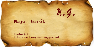 Major Girót névjegykártya